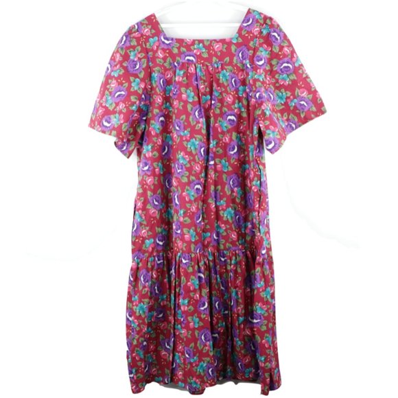 NOS Vintage 70s Floral Print Pleated MuuMuu Dress - Picture 2 of 2